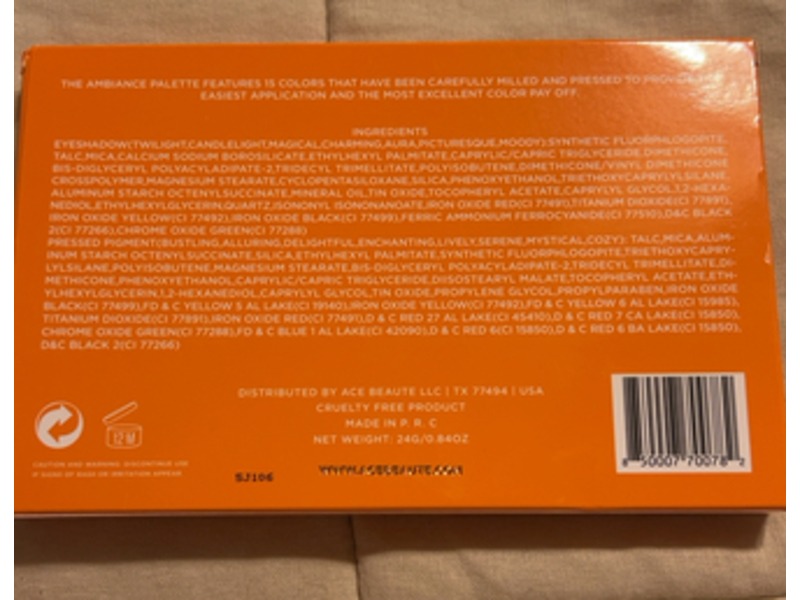 Ace Beaute Ambiance Eyeshadow Palette, 0.84 fl oz/24 g