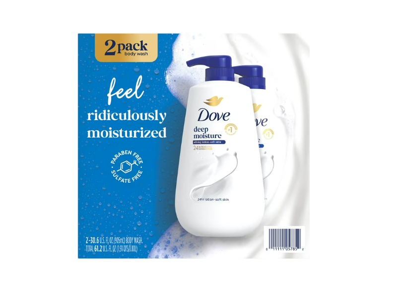Dove Deep Moisture Body Wash, 30.6 fl oz/905 mL, Pack Of 2