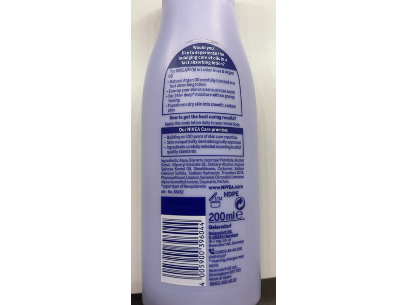 Nivea Oil In Lotion, Rose, 200 mL
