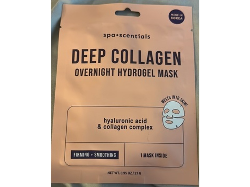 Spa Scentials Deep Collagen Overnight Hydrogel Mask, Hyaluronic Acid & Collagen Complex, 0.95 oz/27 g, 1 Count