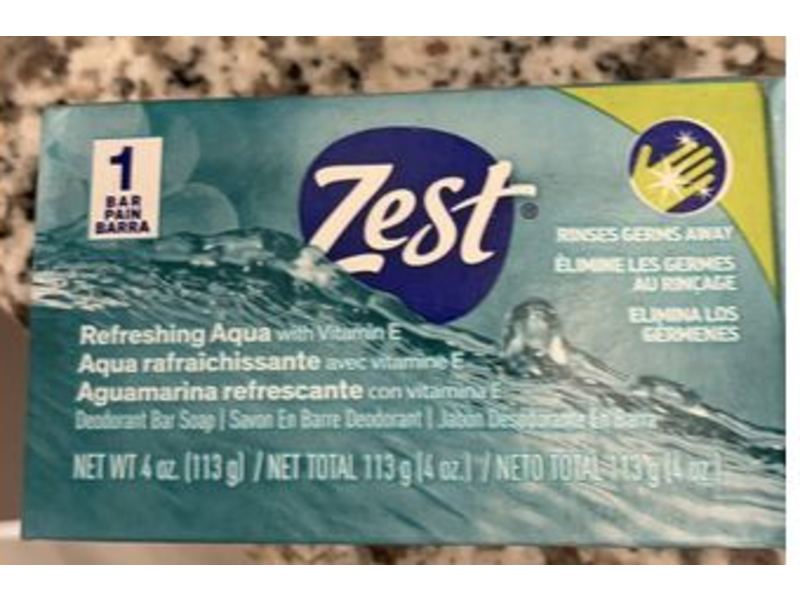 Zest Deodorant Bar Soap, Refreshing Aqua, 4 oz/113 g, 1 Count