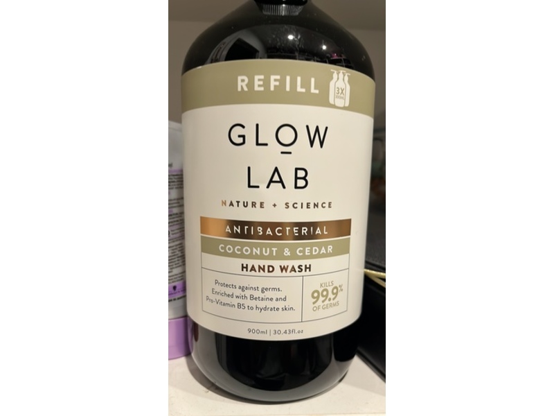 Glow Lab Anti Bacterial Hand Wash, Coconut & Cedar, 30.43 fl oz/900 mL