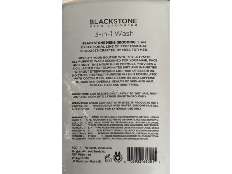 Blackstone Mens 3-In-1 Hair Face Body Wash, Sandalwood, 32 fl oz/946 mL