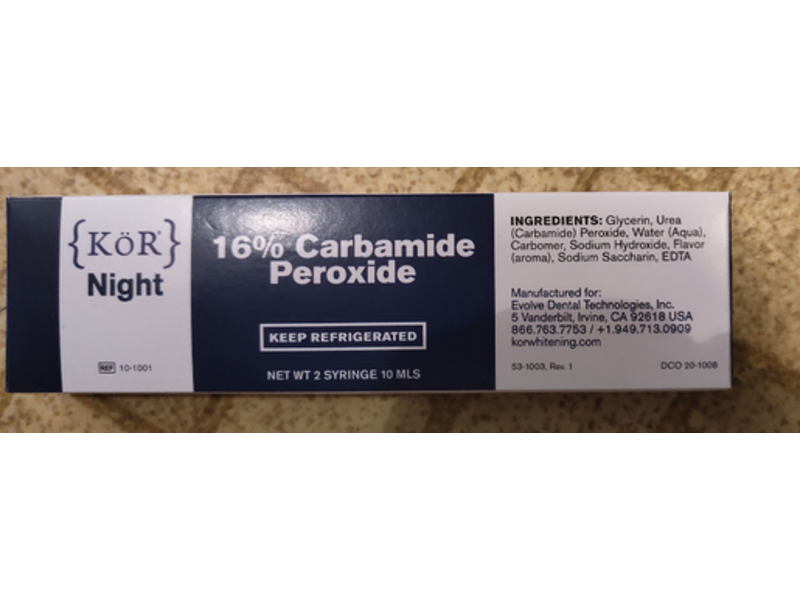 Kor Night 16% Carbamide Peroxide Syringe, 2 Count