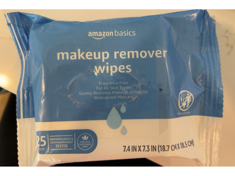 Amazon Basics Makeup Remover Wipes, 25 Count