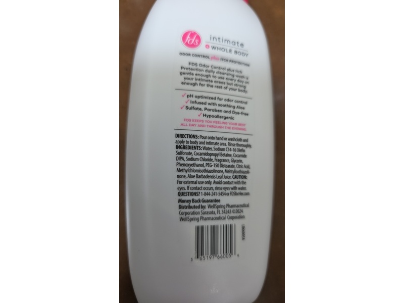 Fds Intimate + Whole Body Daily Cleansing Wash, Odor Control + Itch Protection, 10 fl oz/296 mL