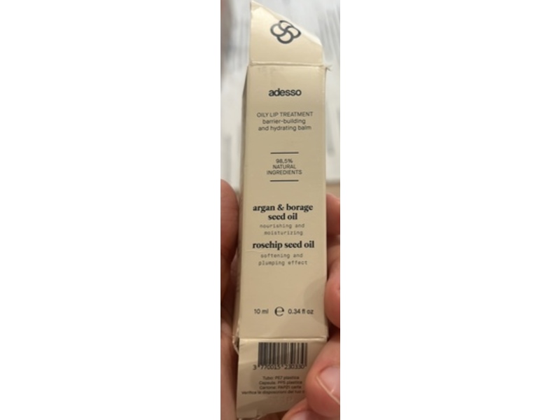 Adesso Oily Lip Treatment, Argan & Borage Seed Oil, 0.34 fl oz/10 mL