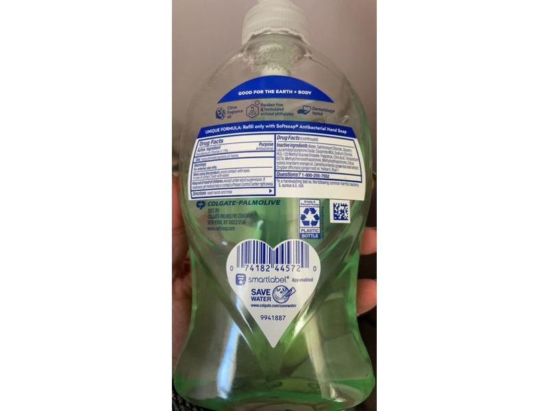 Softsoap Antibacterial Hand Soap, Paraben Free, Fresh Citrus, 11.25 fl oz/332 mL