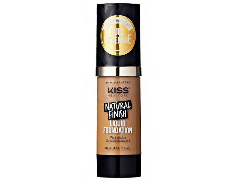 Kiss New York Natural Finish Liquid Foundation, Cognac, 1.01 fl oz/30 mL