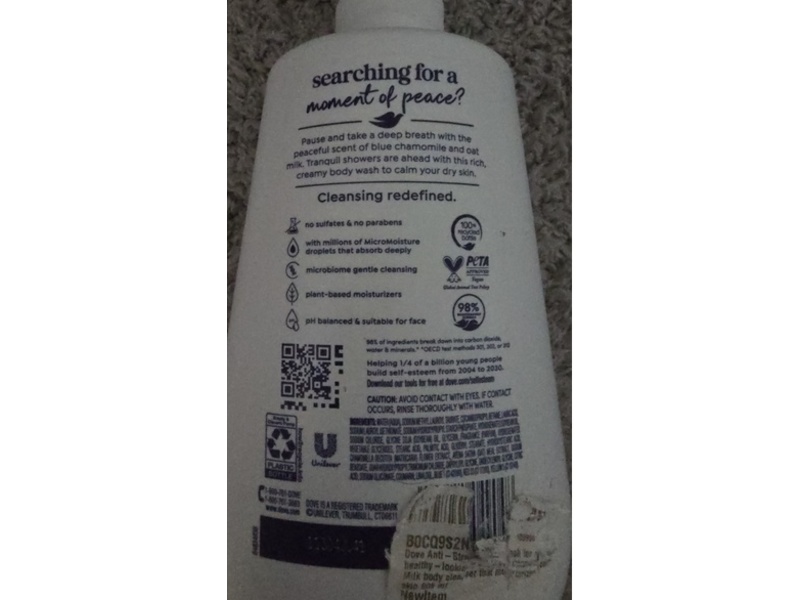 Dove Anti-Stress Body Wash, Blue Chamomile & Oat Milk, 30.6 fl oz/905 mL