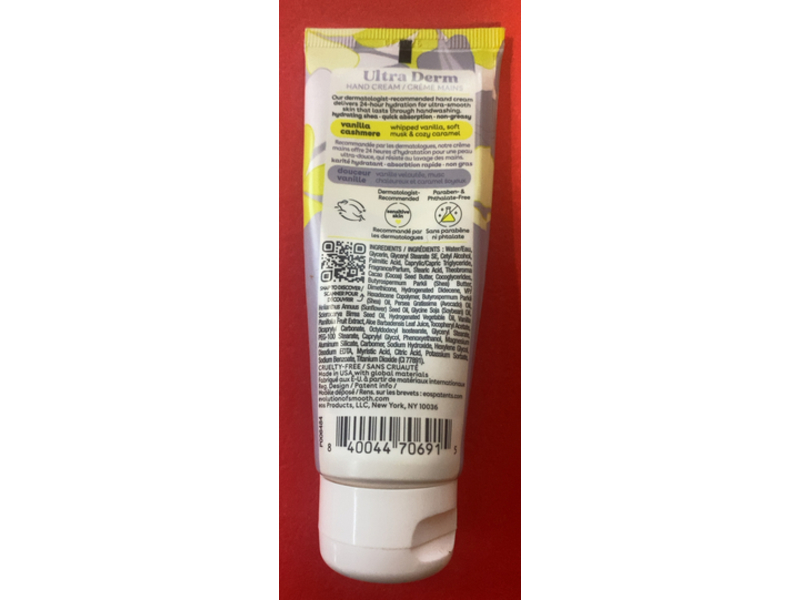 Eos Shea Butter Ultra Derm Hand Cream, Vanilla Cashmere, 2.5 fl oz/74 mL