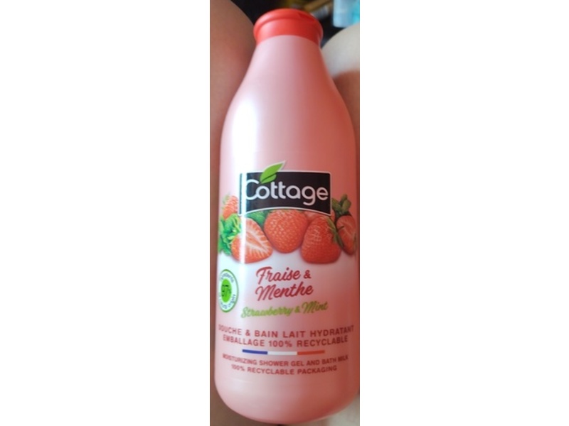 Cottage Fraise Menthe Moisturizing Shower Gel & Bath Milk, Strawberry & Mint, 25.3 fl oz/750 mL