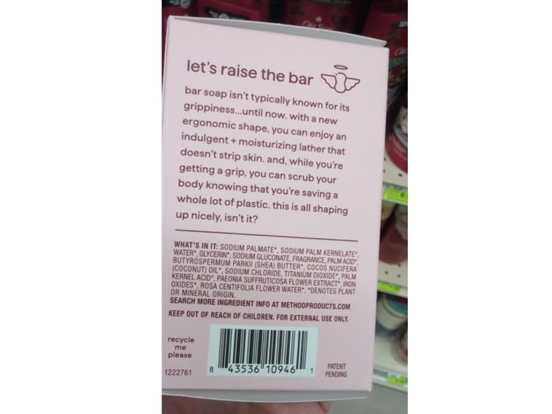 Method Pure Peach Body Wash Bar, Peony + Rose Water & Pink Sea Salt, 10 oz/283 g