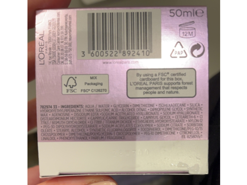 L'Oreal Paris Revitalift Filler Replumping Anti - Ageing Cream, Hyaluronic Acid, 50 mL