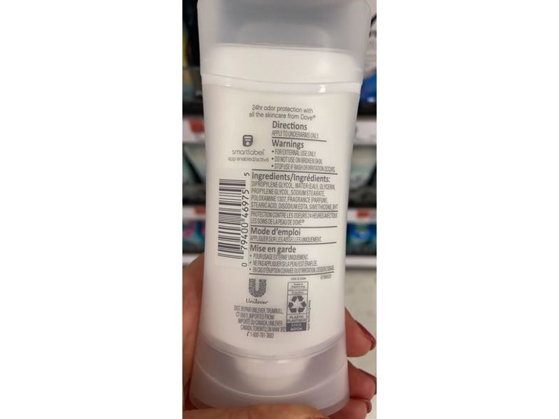 Dove 0% Aluminum Deodorant, 24-hour Protection, Sensitive, 2.6 oz (Pack of 2)