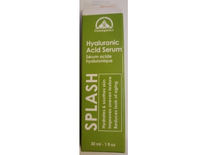 Moz Organics Splash Serum, Hyaluronic Acid, 1 fl oz/30 mL