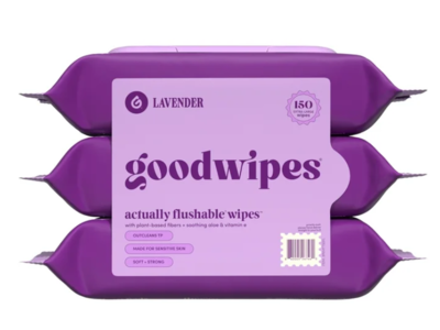Goodwipes Actually Flushable Wipes, Lavender, 150 Count