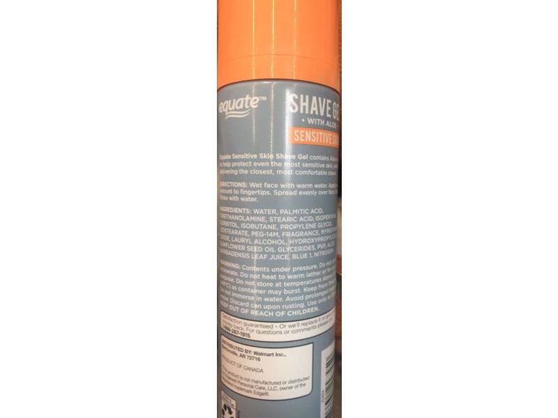 Equate Shave Gel, Aloe, Sensitive Skin, 7 oz/198 g