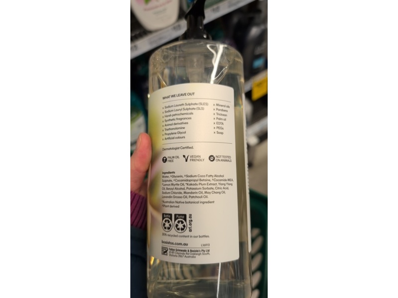 Bosisto's Nourishing Body Wash, Kakadu Plum & Lemon Myrtle, 1 L