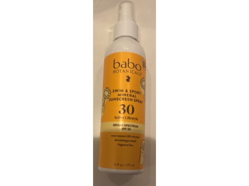 Babo Botanicals Swim & Sport Mineral Sunscreen Spray, SPF 30, 6 fl oz/177 mL