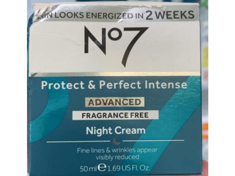 No7 Protect & Perfect Intense Advanced Fragrance Free Night Cream,1.69 fl oz/50 mL
