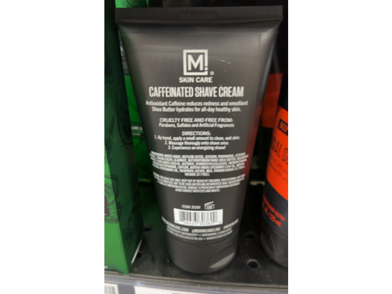 M. Skin Care Shave Cream, Caffeinated, 4.2 fl oz/125 mL