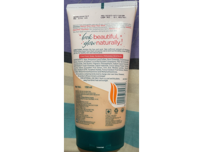 Himalaya Natural Glow Face Wash, Kesar, 150 mL