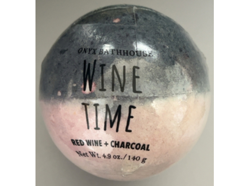 Onyx Bathhouse Wine Time Bath Bomb, Red Wine & Charcoal, 4.9 oz/140 g Pack of 2
