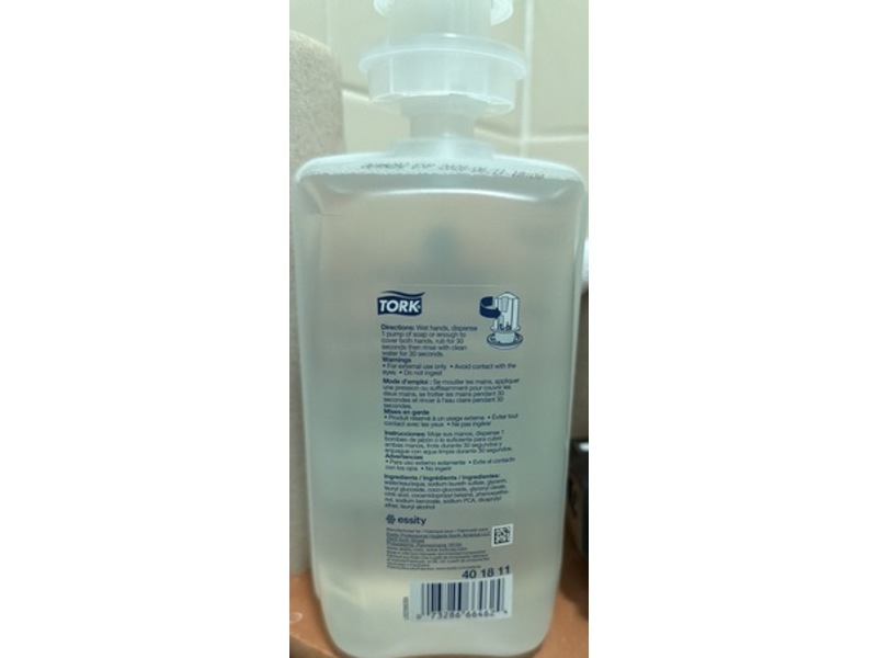 Tork Mild Hand Washing Foam Soap Refill, 33.8 fl oz/1 L