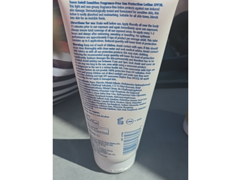 Tesco Soleil Sensitive Sun Protection Lotion, SPF 30, Fragrance-Free, 200 mL