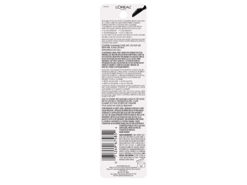 L'Oreal Paris Infallible Brows 24H Volumizing Eyebrow Mascara, 6 Light Brunette, 0.13 fl oz