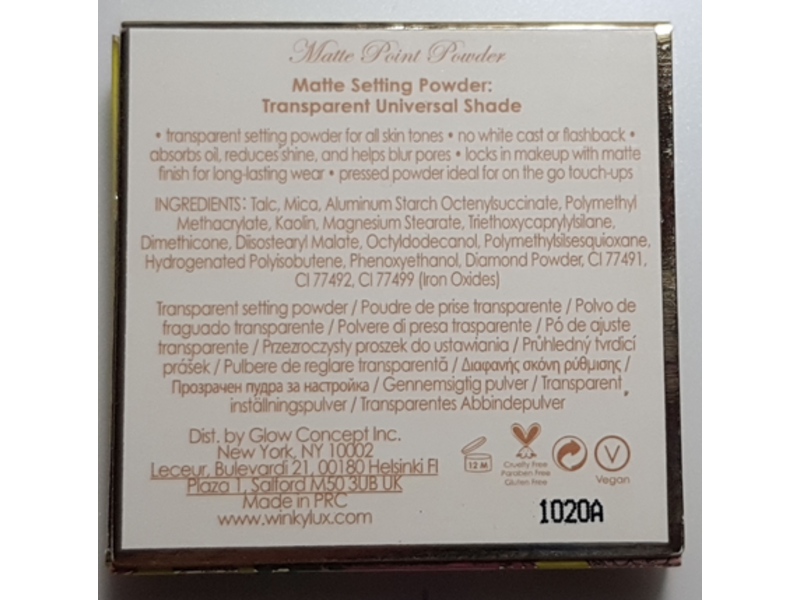Winky Lux Matte Setting Powder, Transparent Universal, 0.06 oz/1.8 g