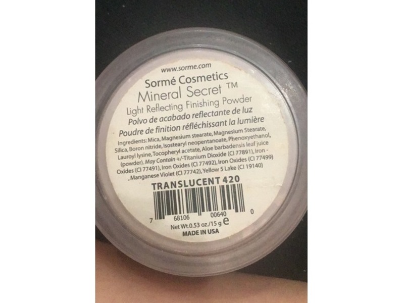 Sorme Mineral Secret Light Reflecting Finishing Powder, Sheer Transulent, 0.53 oz/15 g