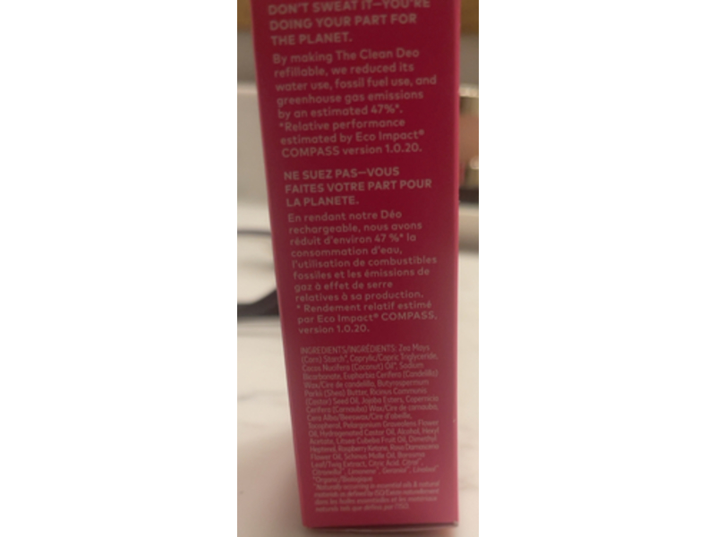 Beautycounter The Clean Deo Refill, Clean Rose, 2.11 oz/60 g