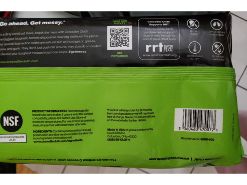 Crocodile Cloth Pre-Moistened Cleaning Cloth, 100 Count