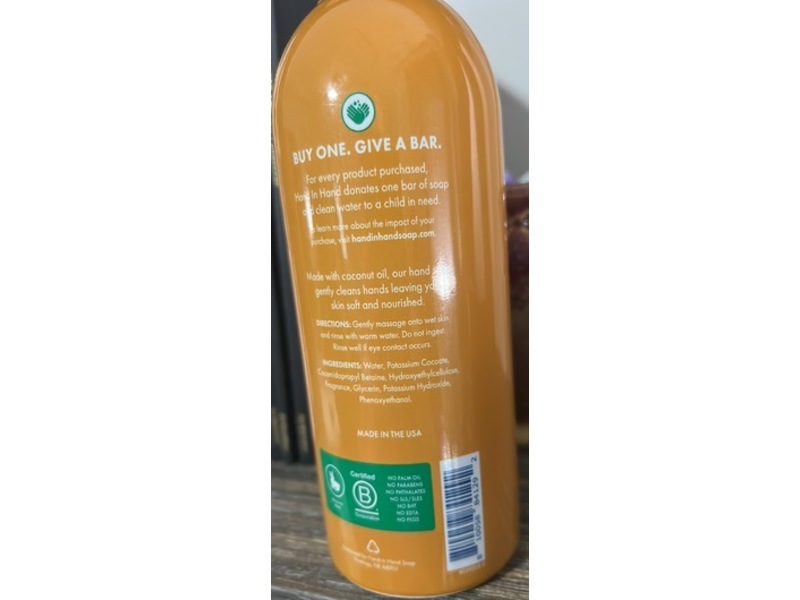 Hand In Hand Moisturizing & Hydrating Hand Soap, Toasted Almond, 10 fl oz/296 mL