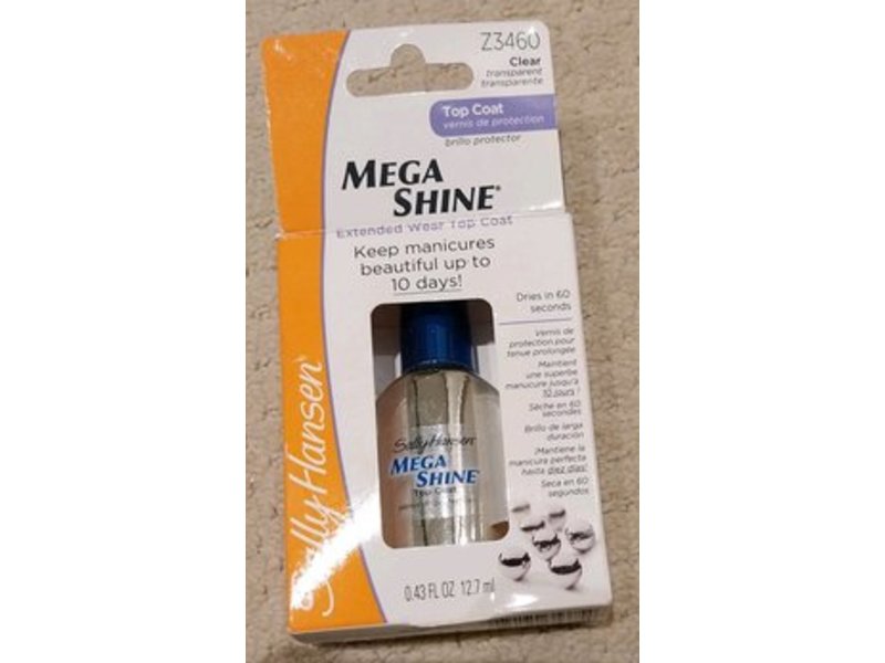 Sally Hansen Mega Shine Top Coat, Clear, 0.43 fl oz/12.7 mL