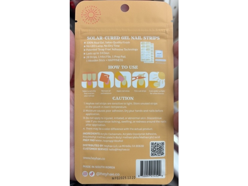 Heyhae Solar Cured Gel Nail Strips, Hey, Let's Catch Some Rays, 28 Count