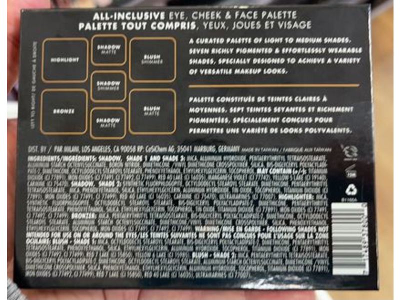 Milani All-Inclusive Cheek Face And Eye Palette, Light To Medium, 0.38 oz