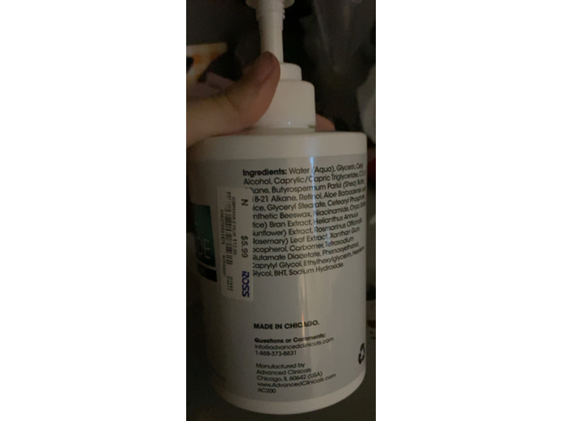 Advanced Clinicals Anti-Aging Face & Body Cream, Retinol +Niacinamide, 15 fl oz/444 mL