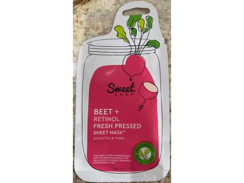Sweet Chef Beet + Retinol Fresh Pressed Sheet Mask, Smooth & Firms, 0.77 fl oz/23 mL, Pack of 5