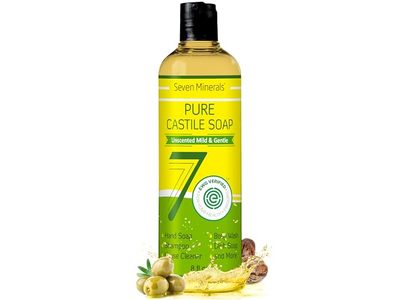 Seven Minerals Pure Castile Soap, Unscented Mild & Gentle, 8 fl oz