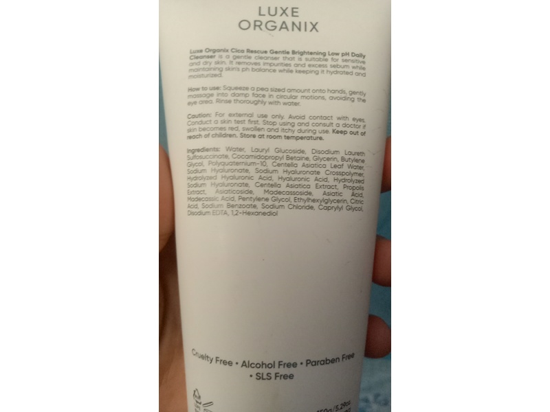 Luxe Organix Cica Rescue Gentle Brightening Daily Cleanser, 5.29 oz/150 g