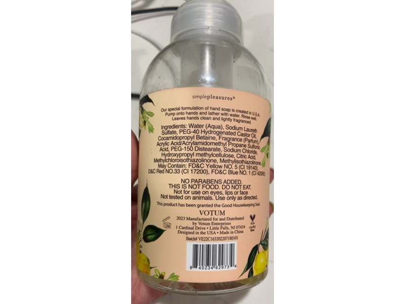 Simple Pleasures Scented Foaming Hand Soap, Lemon Verbena, 16.9 fl oz/500 mL