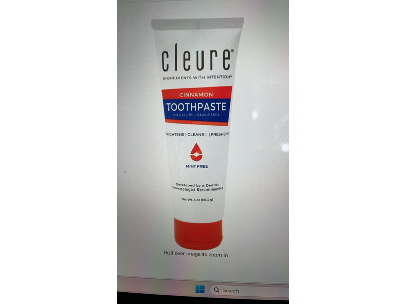 Cleure Cinnamon Toothpaste, Mint Free, 4 oz/113.4 g, Pack Of 2