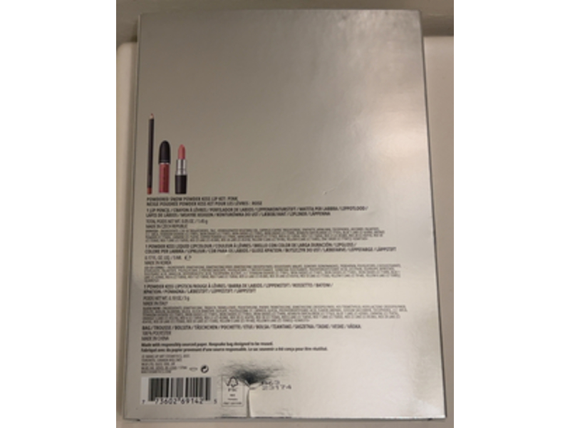 M.A.C Powdered Snow Powder Kiss Lip Kit, Pink