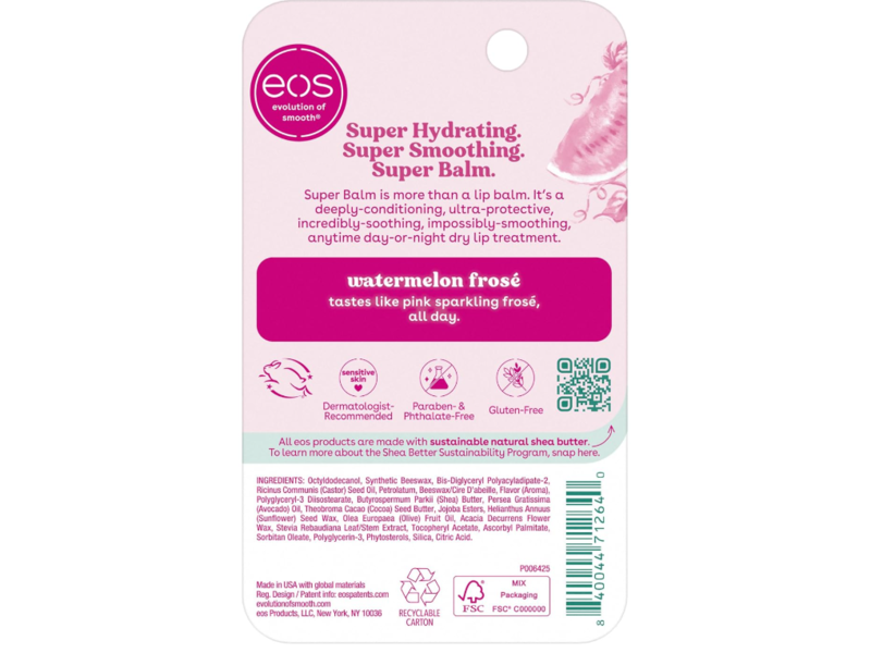 Eos Moisture Super Balm, Watermelon Frose, 0.35 fl oz/10 mL