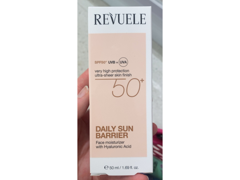 Revuele Daily Sun Barrier Face Moisturizer with Hyaluronic Acid, SPF 50, 1.69 fl oz/50 mL