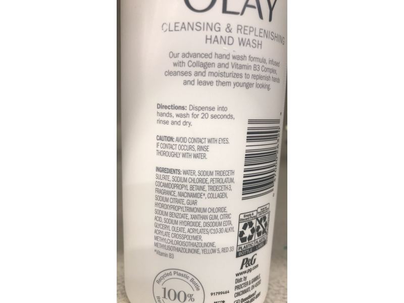 Olay Cleansing & Replenishing Liquid Hand Wash, B3, Hibiscus, 10.1 fl oz/300 mL