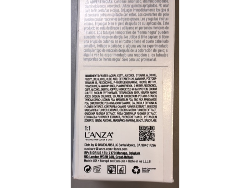 Lanza Healing Color Flower Shield Complex Cream Hair Color, 5NN, 3 fl oz/90 mL